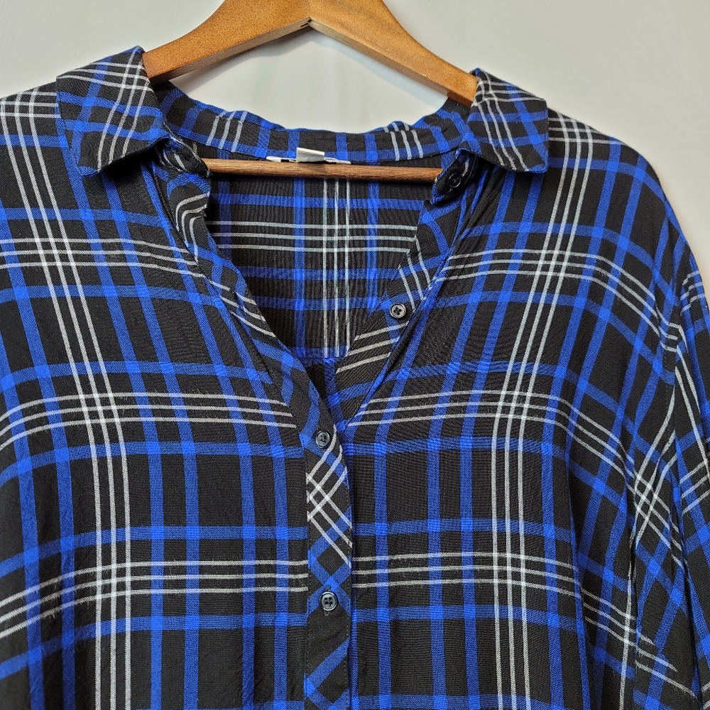 Est. 1948 plaid high- low butterfly sleeve top - Picture 4 of 5